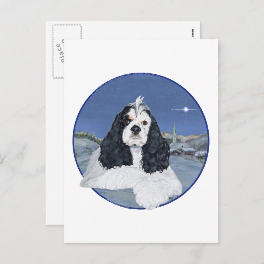 アメリカンコッカースパニエル犬クリスマス シーズンポストカード (正面/裏面)