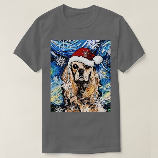 アメリカンコッカースパニエル犬サンタ Tシャツ (デザイン正面)