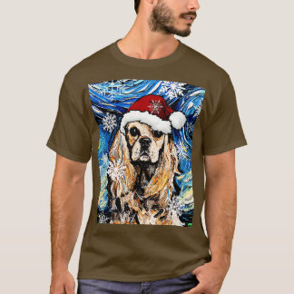 アメリカンコッカースパニエル犬サンタ Tシャツ