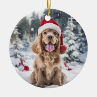アメリカンコッカースパニエル犬ドッグクリスマスキープサケ セラミックオーナメント