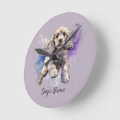 アメリカンコッカースパニエル犬子犬 ラウンド壁時計 (傾斜)