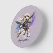 アメリカンコッカースパニエル犬子犬 ラウンド壁時計 (傾斜)