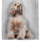 アメリカンコッカースパニエル犬絵画鉛筆 シャワーカーテン