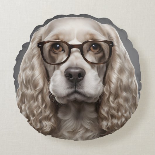 アメリカンコッカースパニエル犬 ラウンドクッション (正面)