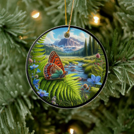アメリカンコッパーバタフライのチャーム セラミックオーナメント
