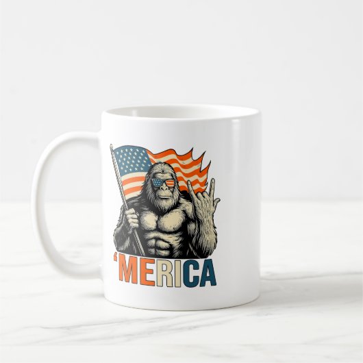 アメリカンゴリラフラグサングラス面白い愛国心  コーヒーマグカップ (左)