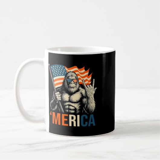 アメリカンゴリラフラグサングラス面白い愛国心 コーヒーマグカップ (左)