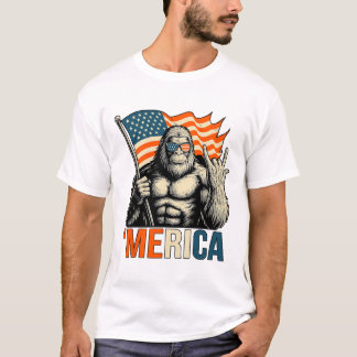 アメリカンゴリラフラグサングラス面白い愛国心 Tシャツ