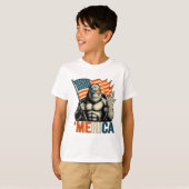 アメリカンゴリラフラグサングラス面白い愛国心 Tシャツ (正面フル)