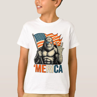 アメリカンゴリラフラグサングラス面白い愛国心 Tシャツ