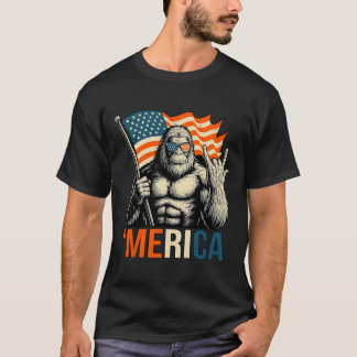 アメリカンゴリラフラグサングラス面白い愛国心 Tシャツ