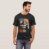 アメリカンゴリラフラグサングラス面白い愛国心 Tシャツ (正面フル)