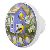 アメリカンゴールドフィンチバードハウスフラワーガーデン セラミックノブ (右)