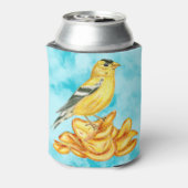 アメリカンゴールドフィンチポテトチップスバードイラストレーション 缶クーラー (缶裏面)