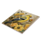 アメリカンゴールドフィンチ、イエローバードとブラックバード タイル (側面)