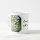 アメリカンゴールドフィンチ&ピンクアップルの花 コーヒーマグカップ (正面左)