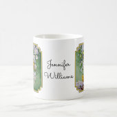 アメリカンゴールドフィンチ&ピンクアップルの花 コーヒーマグカップ (中央)