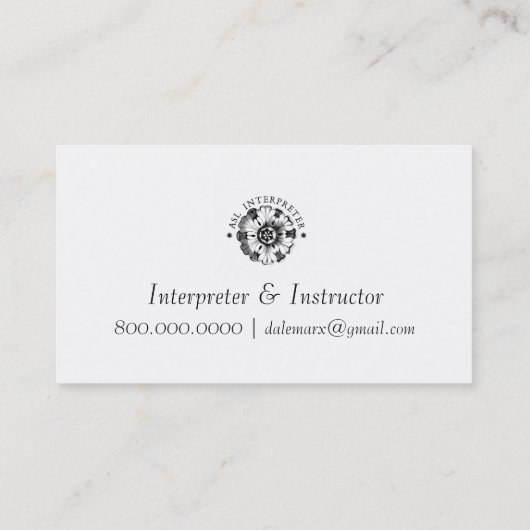 アメリカンサイン言語モチーフインストラクター 名刺 (裏面)