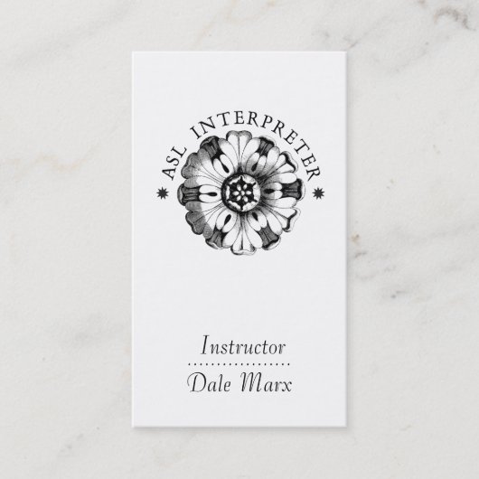 アメリカンサイン言語モチーフインストラクター 名刺 (正面)