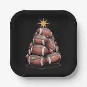 アメリカンサッカークリスマスツリークリスマスパジャマ ペーパープレート (正面)