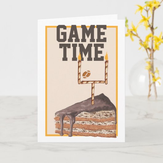 アメリカンサッカーゲームタイムチョックケーキ誕生日 カード (黄色い花)