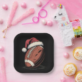 アメリカンサッカーサンタハットスポーツクリスマスクリスマス ペーパープレート (パーティー)
