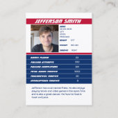 アメリカンサッカーチームのトレーディングカード赤白青 コーリングカード (裏面)