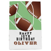 アメリカンサッカーボールおもしろいキッズハッピー誕生日 ミディアムペーパーバッグ (正面)