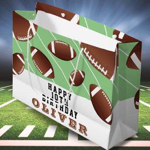 アメリカンサッカーボールおもしろい子供の誕生日 ラージペーパーバッグ