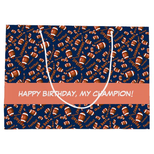 アメリカンサッカーボールと感動的文字 ラージペーパーバッグ (裏面)