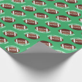 アメリカンサッカーボール名グリーンクリスマス ラッピングペーパー (角)