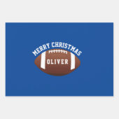 アメリカンサッカーボール名ブルークリスマス ラッピングペーパーシート (正面)