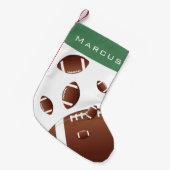 アメリカンサッカーボール緑の子供の名前 スモールクリスマスストッキング (正面 (吊り時))