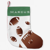 アメリカンサッカーボール緑の子供の名前 スモールクリスマスストッキング (正面)