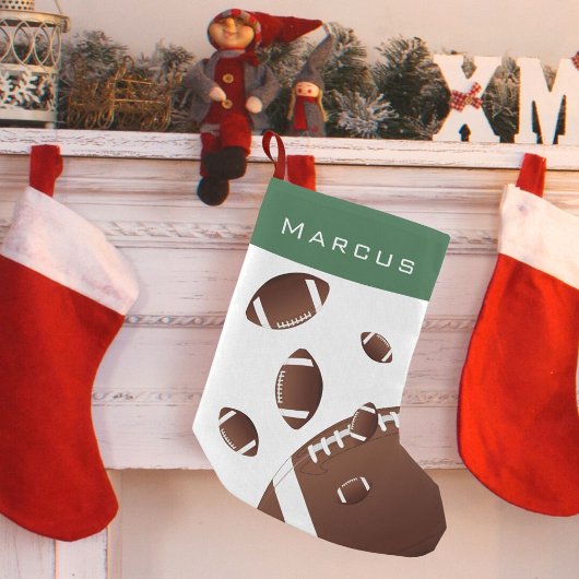 アメリカンサッカーボール緑の子供の名前 スモールクリスマスストッキング