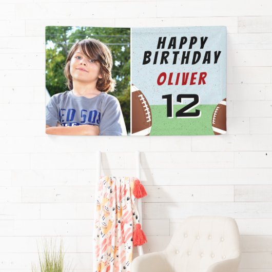 アメリカンサッカーボール誕生日パーティーの写真 横断幕 (インサイチュ)