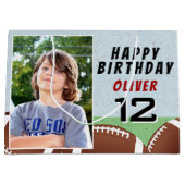 アメリカンサッカーボール誕生日写真 ラージペーパーバッグ (正面)