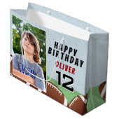 アメリカンサッカーボール誕生日写真 ラージペーパーバッグ (正面アングル)