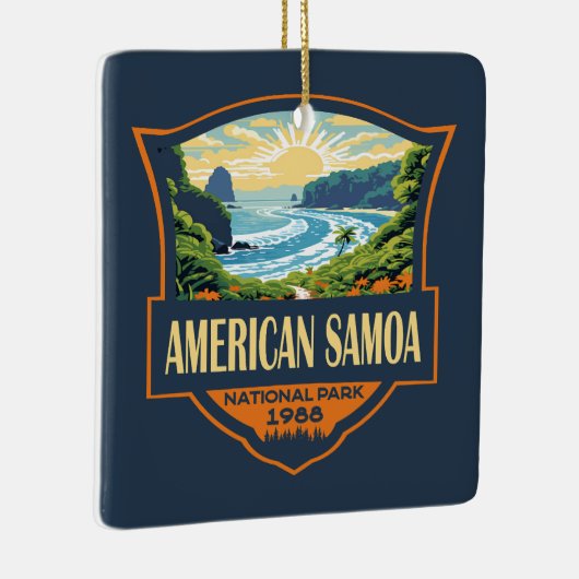 アメリカンサモアナショナルパークイラストレーションレトロ セラミックオーナメント (右)