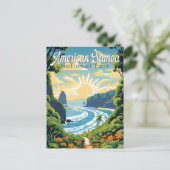 アメリカンサモアナショナルパークイラストレーションレトロ ポストカード (スタンド正面)