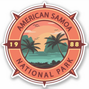 アメリカンサモア国立公園レトロコンパスエンブレム シール