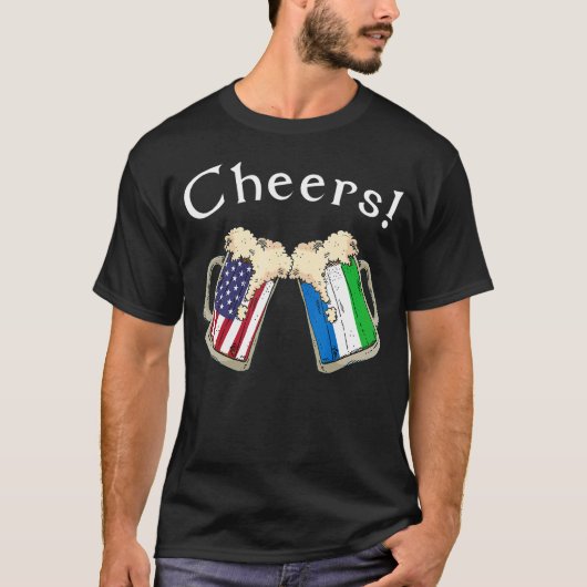 アメリカンシエラレオネパトリオット米国国旗ビールレオネ Tシャツ (正面)
