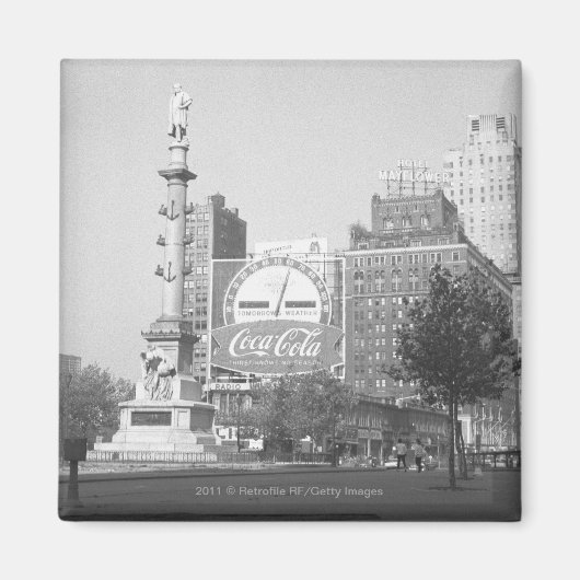 アメリカンシティスクエアの彫像B&W マグネット (正面)