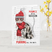 アメリカンショートヘアがクリスマスをおもしろい生む カード (黄色い花)