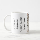 アメリカンショートヘアのシルバータブビーキャット コーヒーマグカップ (左)