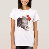 アメリカンショートヘアのタビー猫 - クリスマス Tシャツ (正面)