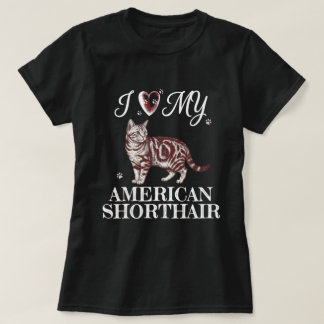 アメリカンショートヘアの猫 バーガンディアート Tシャツ