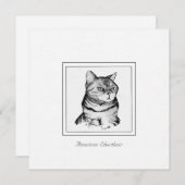 アメリカンショートヘアの白黒キャットカード ノートカード (正面/裏面)