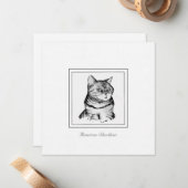 アメリカンショートヘアの白黒キャットカード ノートカード (正面/裏面インサイチュ)