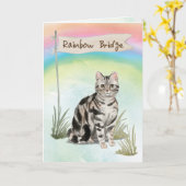 アメリカンショートヘアキャットペット悔やみや弔慰オーバーレインボー カード (黄色い花)